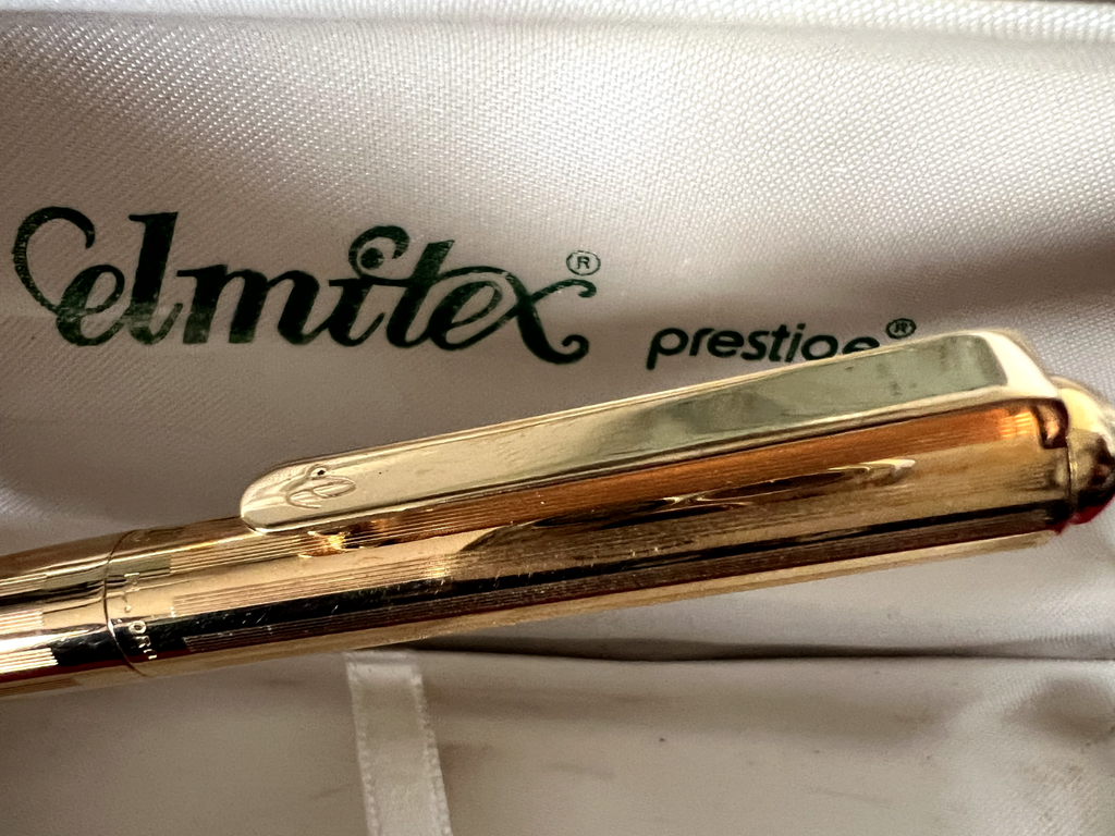 🔴 ELMITEX penna sfera by Montegrappa placcata oro con scatola vintage