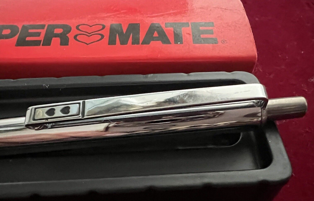 🔴 PAPERMATE penna sfera GRAND PRIX MESSICO cromata a pulsante vintage 1992