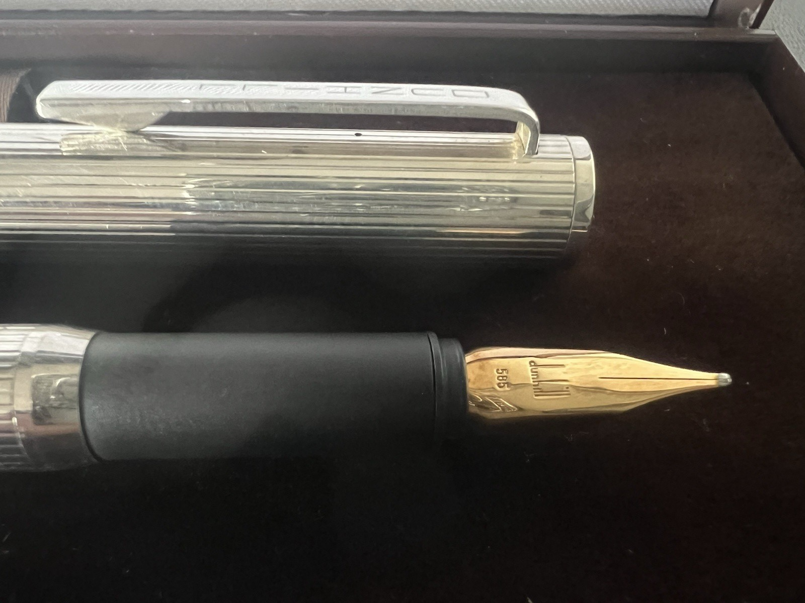 Dunhill Stift Füllfederhalter Silber 925 Sterling Feder Gold M Montblanc