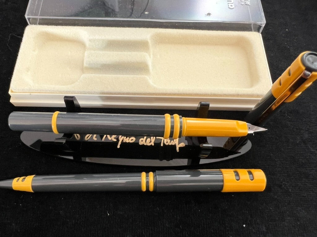 Auretta Pen Fountain Pen By Aurora Club Gray Yellow And Sphere Vintage B 