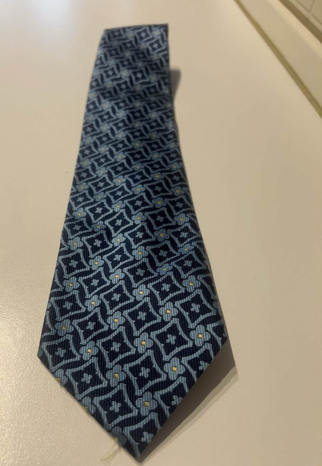 BALENCIAGA Men's Tie Blue Multicolor Elegant Pure Silk 