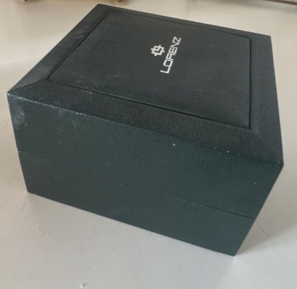 🔴 LORENZ scatola box orologio verde custodia cuscino vintage