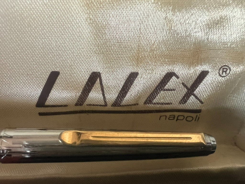 🔴 LALEX penna sfera corpo cromato a righe italiana scrive vintage