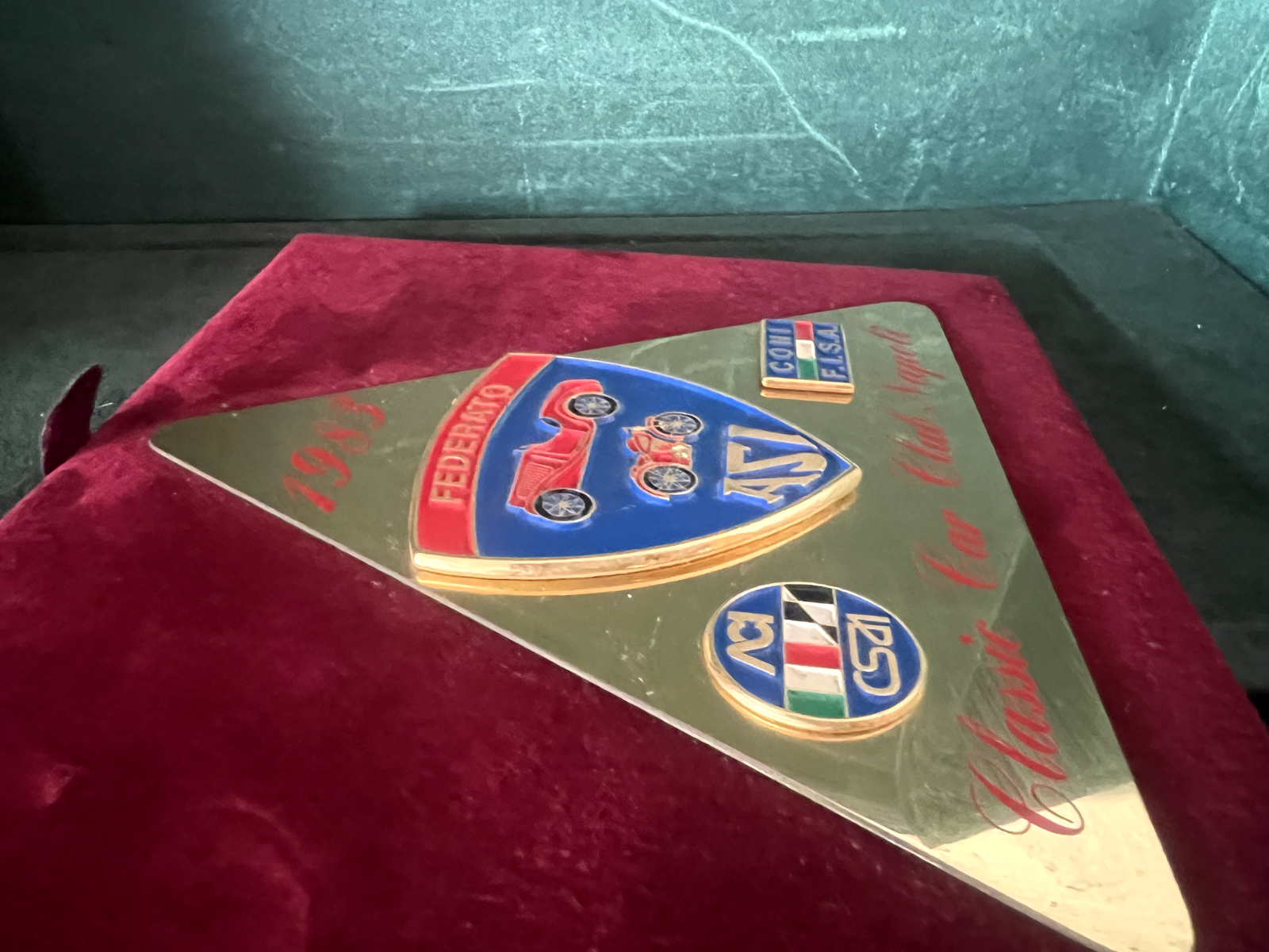 🔴 ASI Auto Moto Car Club Napoli Federated Plate Metallplakette CONI 1983 Bordüre 