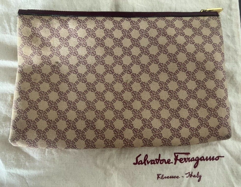 🔴 SALVATORE FERRAGAMO pochette porta trucco uomo donna borsetta rara vintage