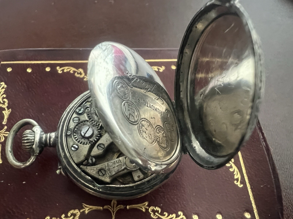 Taschenuhr Silber 800 Frauen Zum Überarbeiten Teile Vintage Remontoir 19