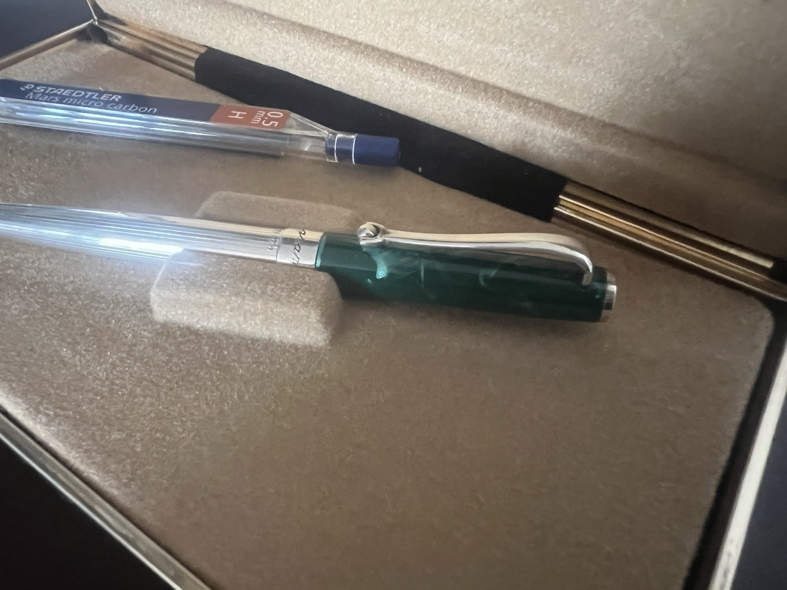 🔴 MONTEGRAPPA matita portamine argento 925 lacca verde mini vintage rara