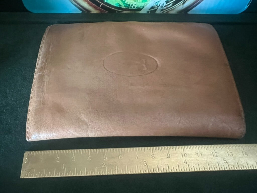CARTIER Women's Wallet Document Holder Leather Flower ORIGINAL Vintage