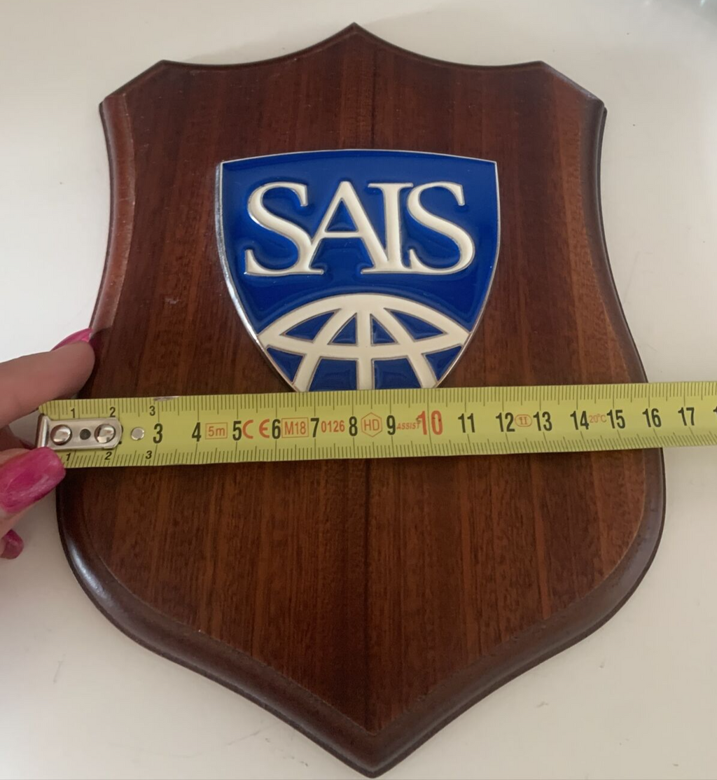 🔴 Wappen SAIS Holzschild JOHNS OPKINS INTERNATIONAL STUDIES Emaille-Anwendung 