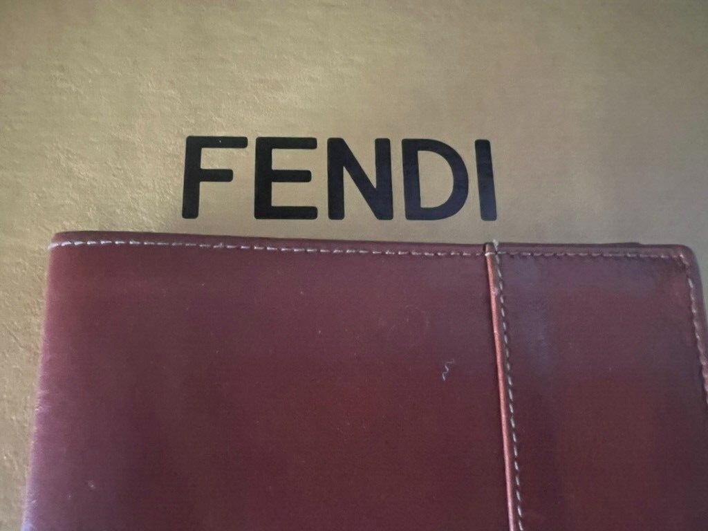 🔴 FENDI portafoglio uomo pelle marrone con porta carte di credito