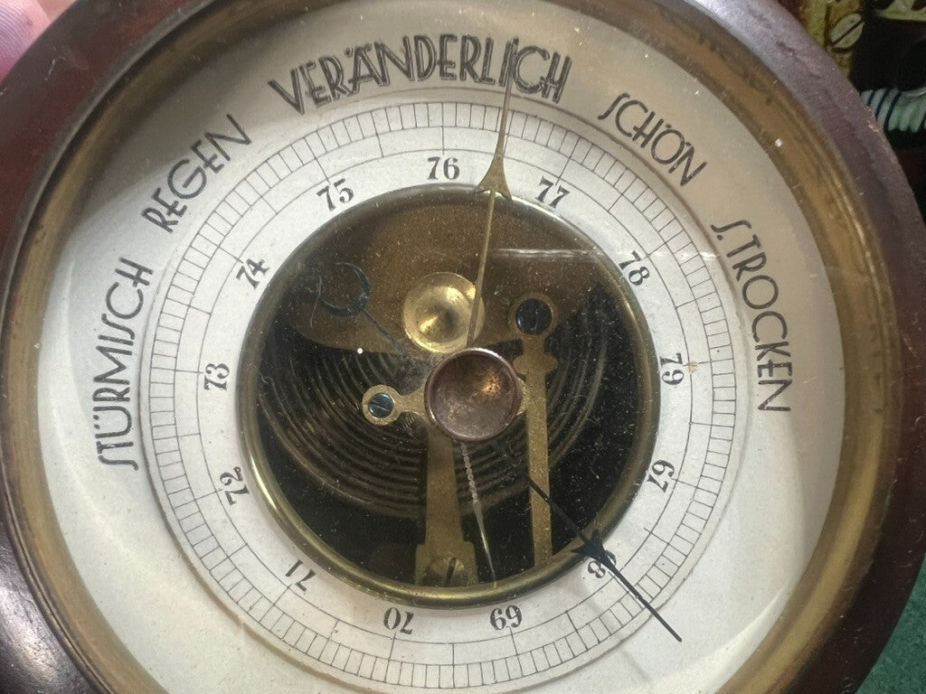 🔴 Vintage mechanisches STURM REGEN VERANDERLICH SCHON S.trocken Barometer 