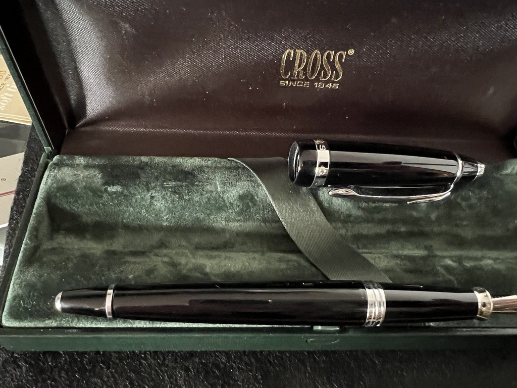 🔴 CROSS penna stilografica Townsend lacca nera a cartuccia scrive con scatola