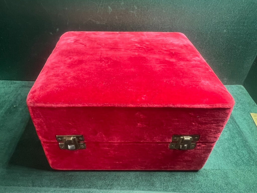 🔴 FURST scatola gioiello custodia astuccio VELLUTO rosso interno seta moirè