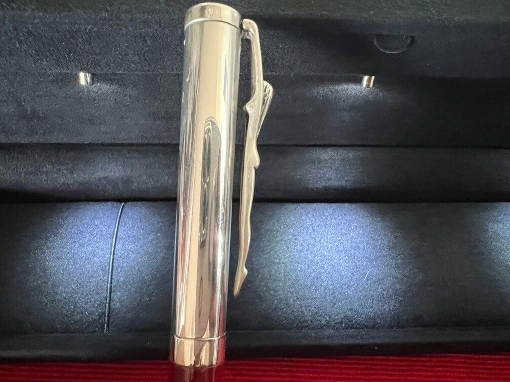 🔴 OTTAVIANI penna sfera ARGENTO 925 MASSICCIO lacca scultura corpo donna