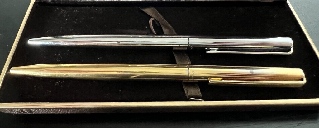 🔴 OMAS penna sfera cromata + penna dorata metallo scrivono italiane vintage