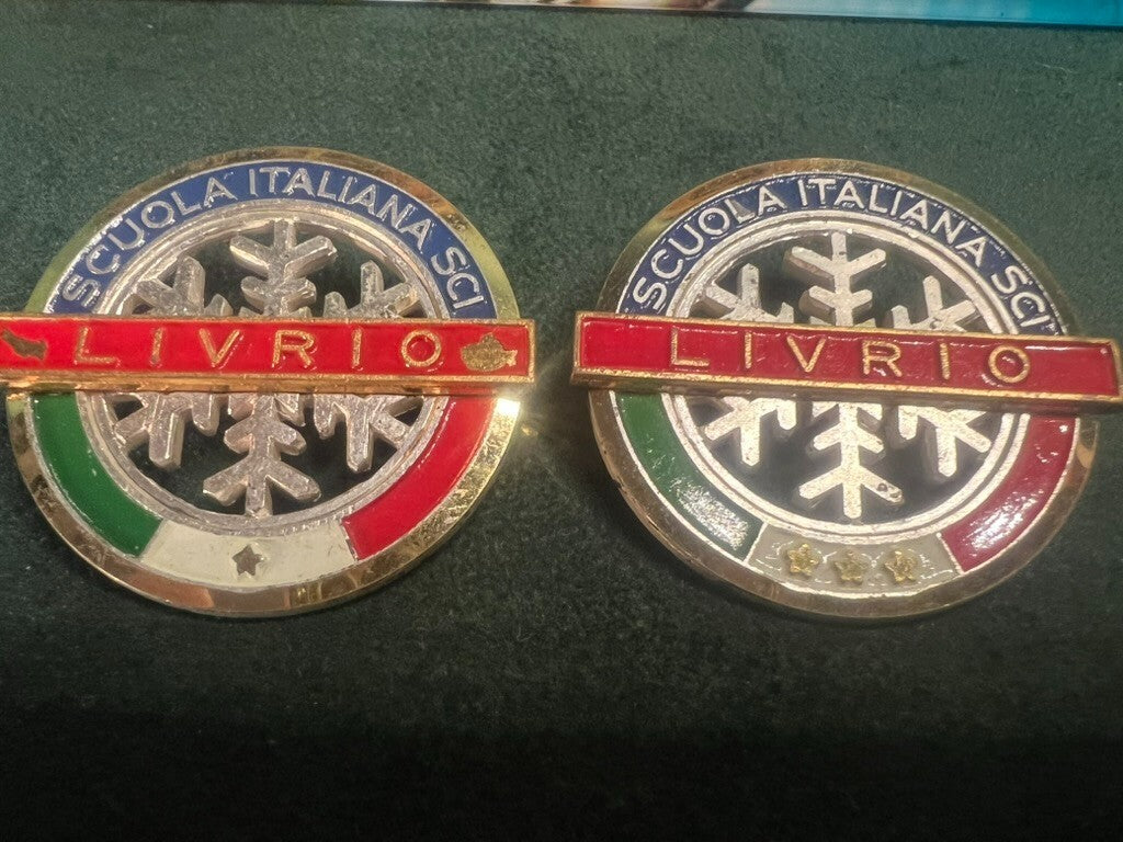 🔴 Medaglie SCI SPORTIVE DOLOMITI coccarde al merito metallo vintage LOTTO