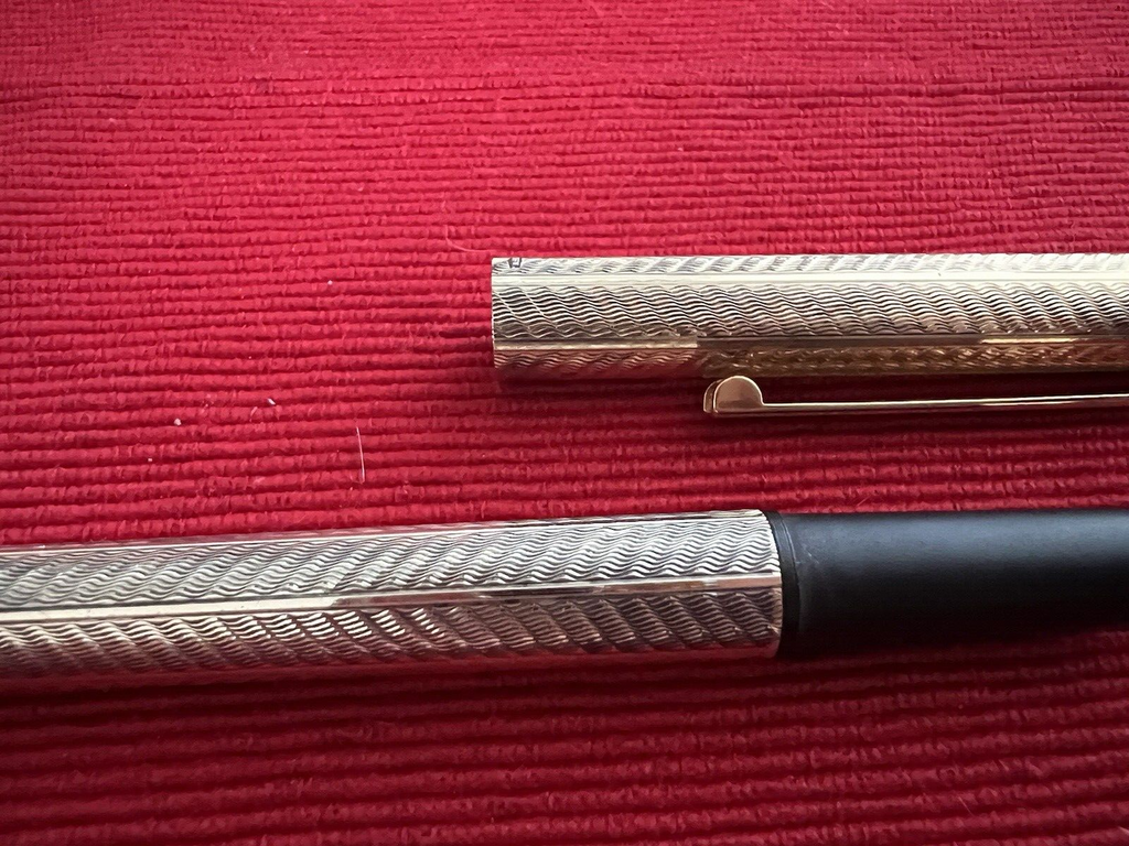 Norex Stylo-Plume Stylo à Plume Argent Massif 925 Ciselé Stylo Plume Or 14 KT