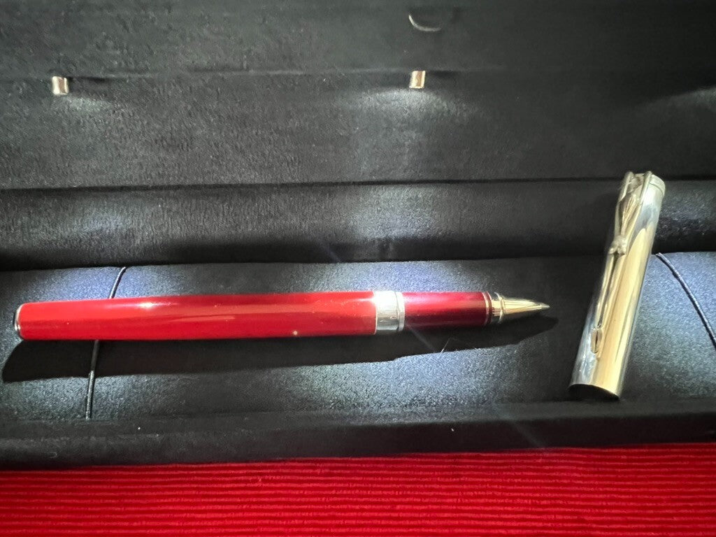 🔴 OTTAVIANI penna sfera ARGENTO 925 MASSICCIO lacca scultura corpo donna