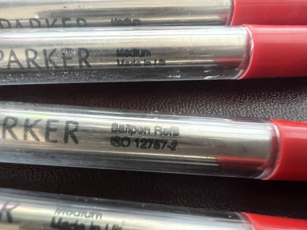 🔴 PARKER refill penna Standard ROSSO M 4 pezzi BALLPEN ricarica ricambio