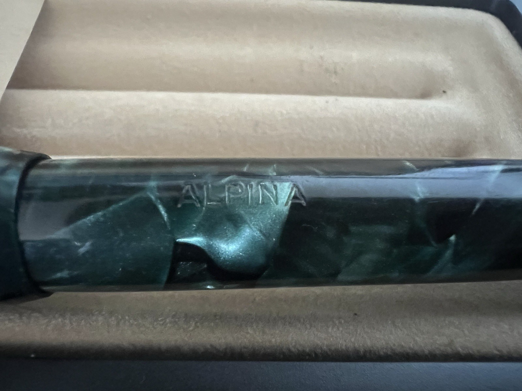 🔴 ALPINA penna stilografica celluloide pennino ORO 14 KT scrive F vintage '50