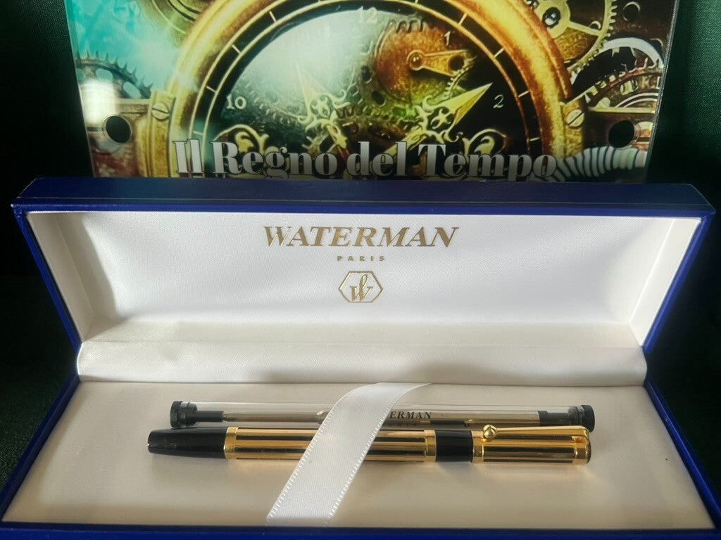 Waterman Stylo-Plume Sphère Night And Day Plaqué Or Avec Fenêtre Concave Écrit