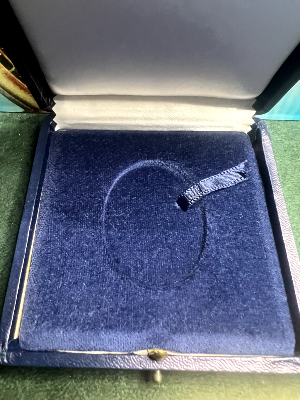 Boîte Charms Pendentif Médaillon Trousse Housse Bijou Bleu Vintage 