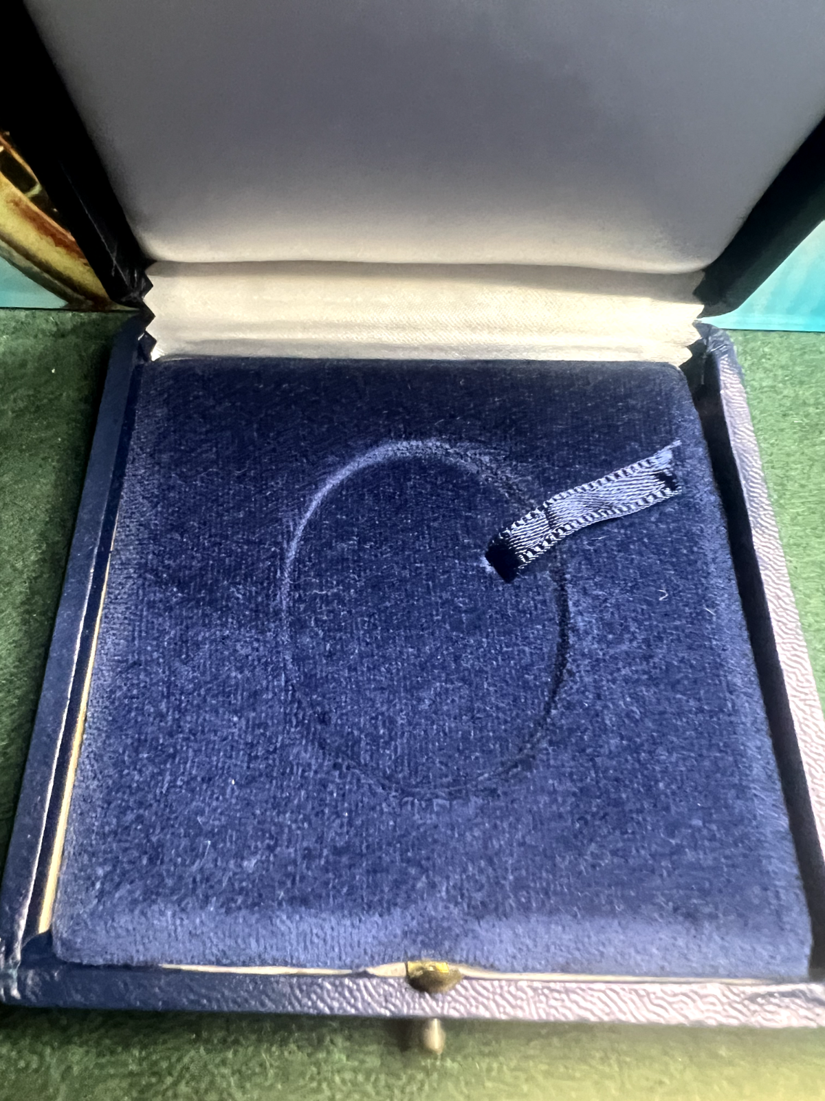 Boîte Charms Pendentif Médaillon Trousse Housse Bijou Bleu Vintage 