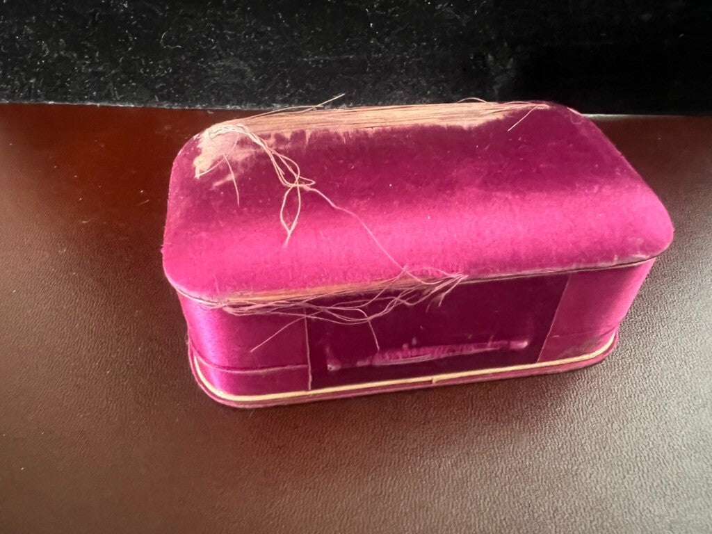 🔴 Scatola orecchini astuccio cofanetto velluto tessuto viola antico 1920