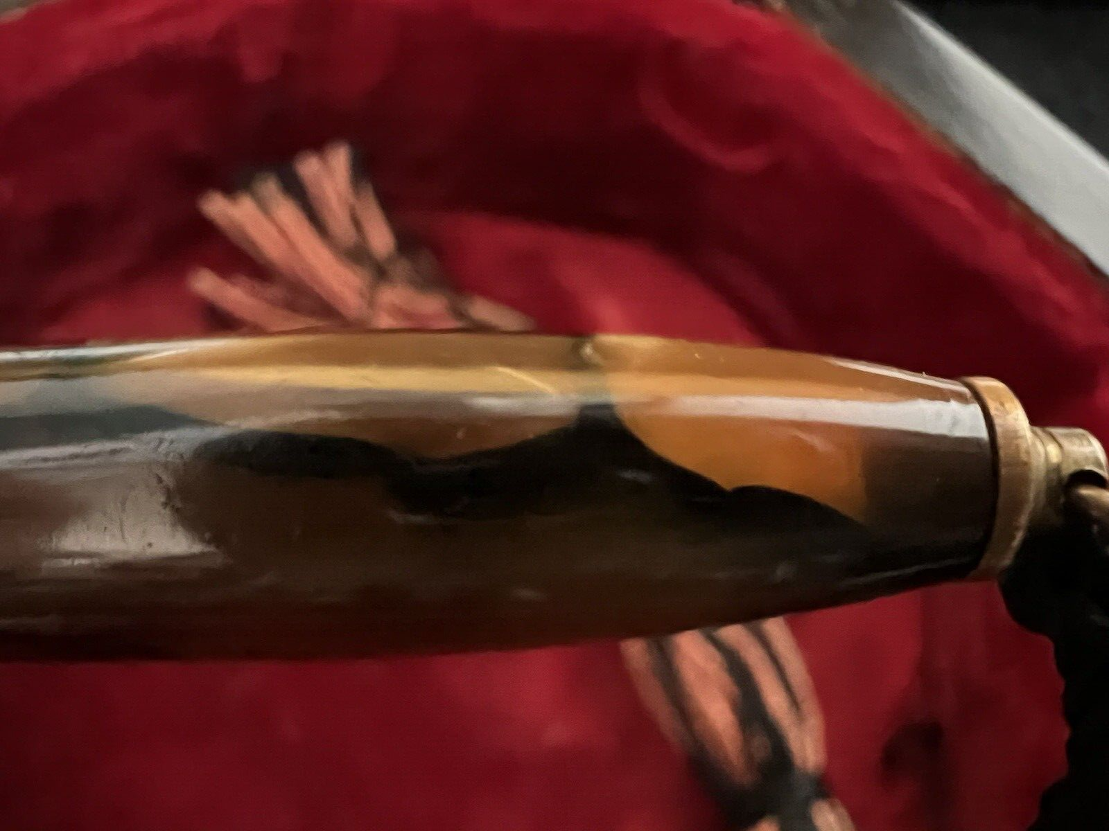 🔴 Druckbleistift aus marmoriertem Zelluloid mit Anhängerhaken, antiker Bleistift, 1930 