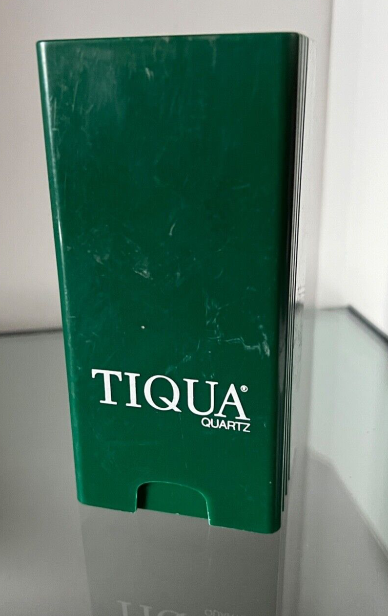 🔴 TIQUA scatola box orologio quarzo custodia verde completa vintage