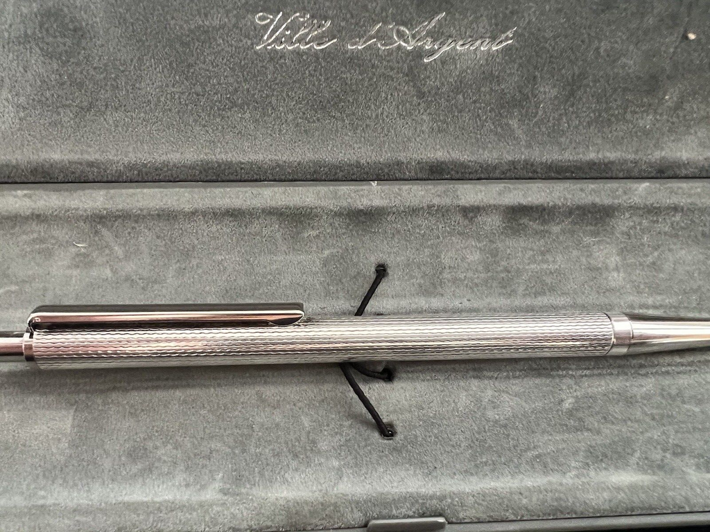 🔴 VILLE D'ARGENT penna sfera ARGENTO 925 cesellata guillocchè onde MONTER 1994