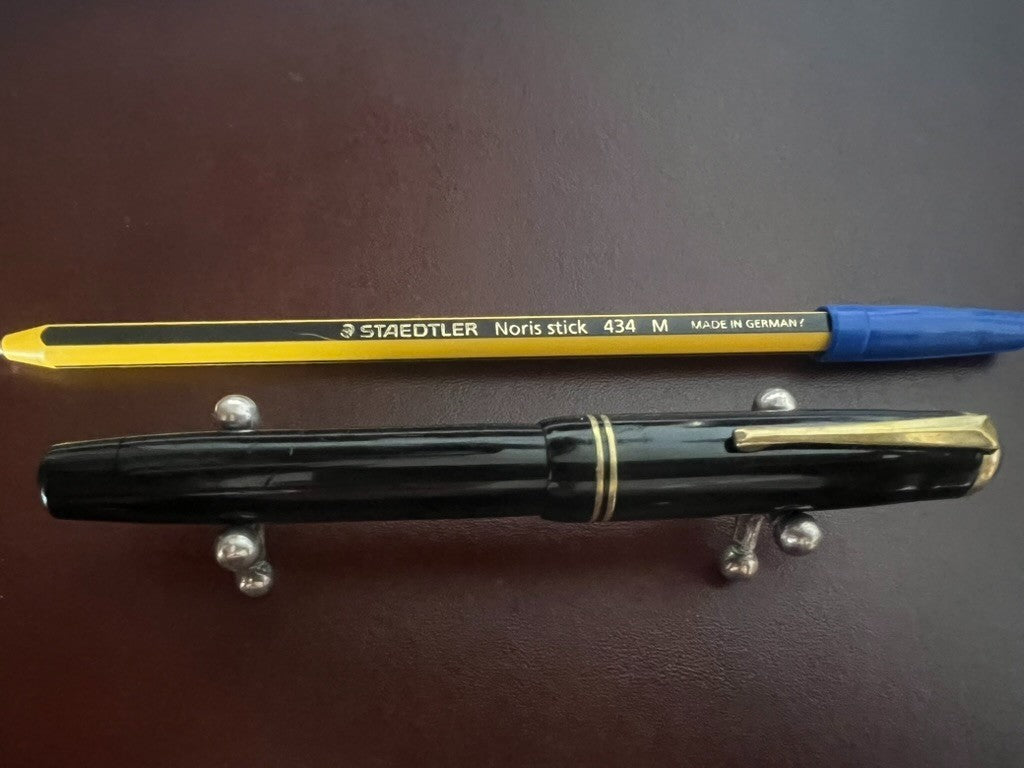 🔴 Penna stilografica celluloide nera pulsante di fondo italiana vintage