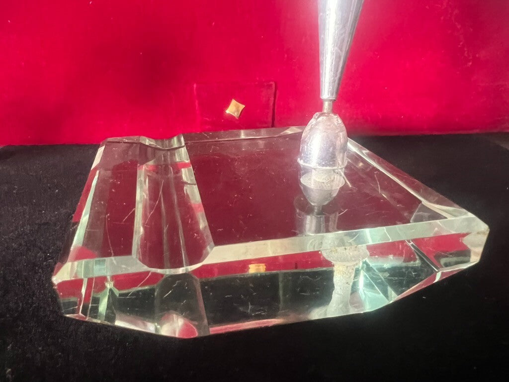 🔴 Supporto PENNA STILOGRAFICA stiloforo base portapenna da scrivania vetro