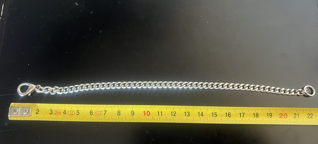 🔴 CATENA orologio tasca cromata con moschettone Lunghezza 22 cm VINTAGE