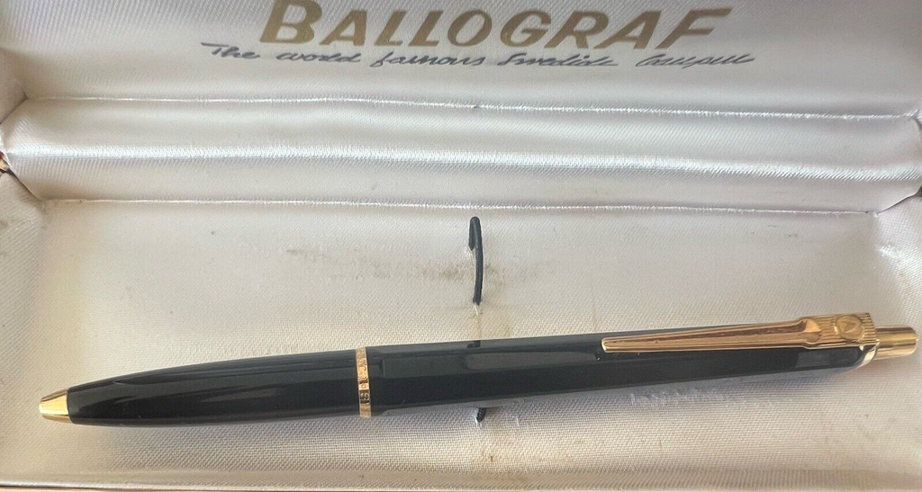 🔴 BALLOGRAF penna sfera EPOCA nera pulsante a scatto dorata 4