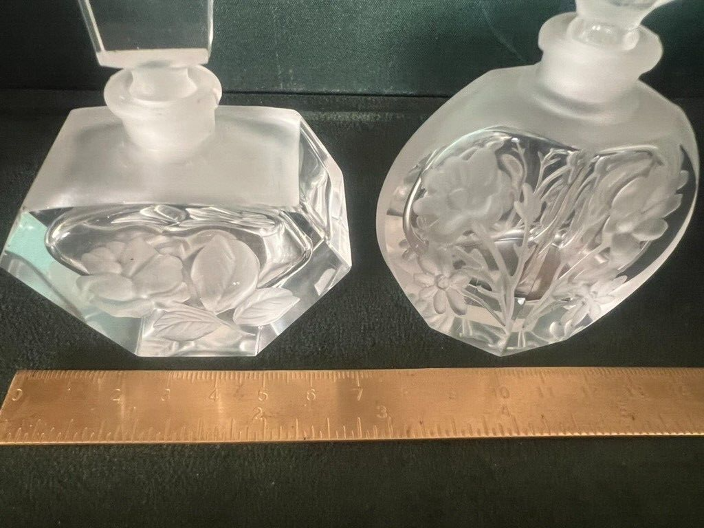 Thème Porte- Parfum Essenza Verre Bord Biseauté Rose Marguerite h11,5 Wc 2 Pcs 