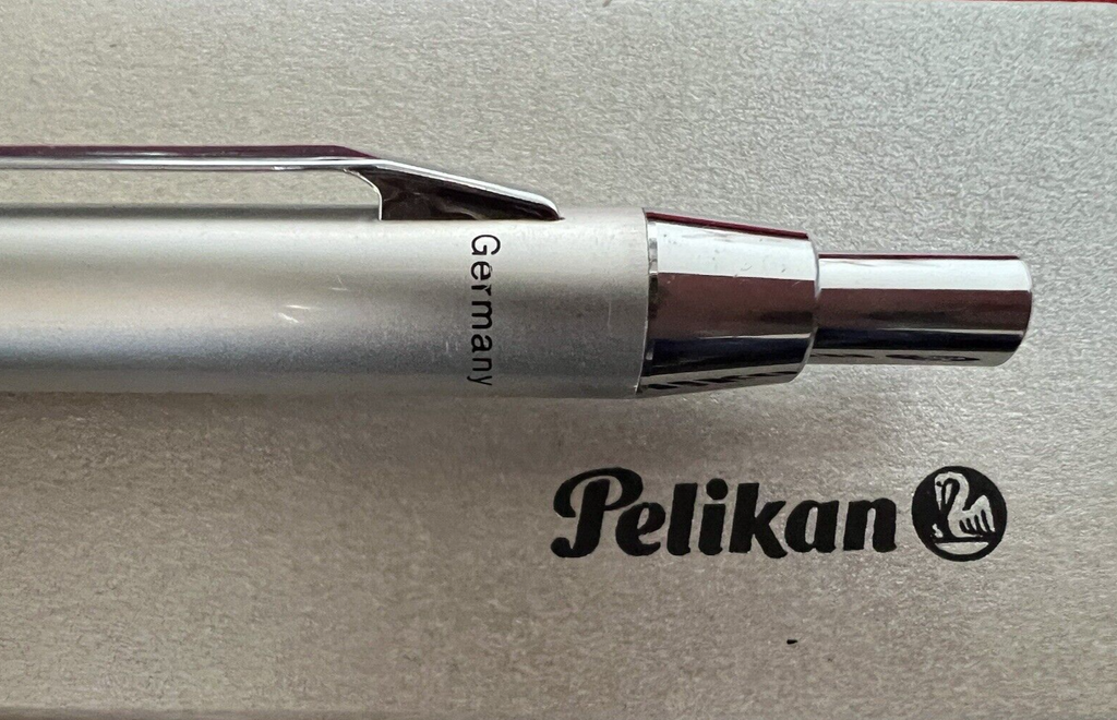 🔴 PELIKAN mechanical pencil satin chrome plated METAL lead 0.5 writes 