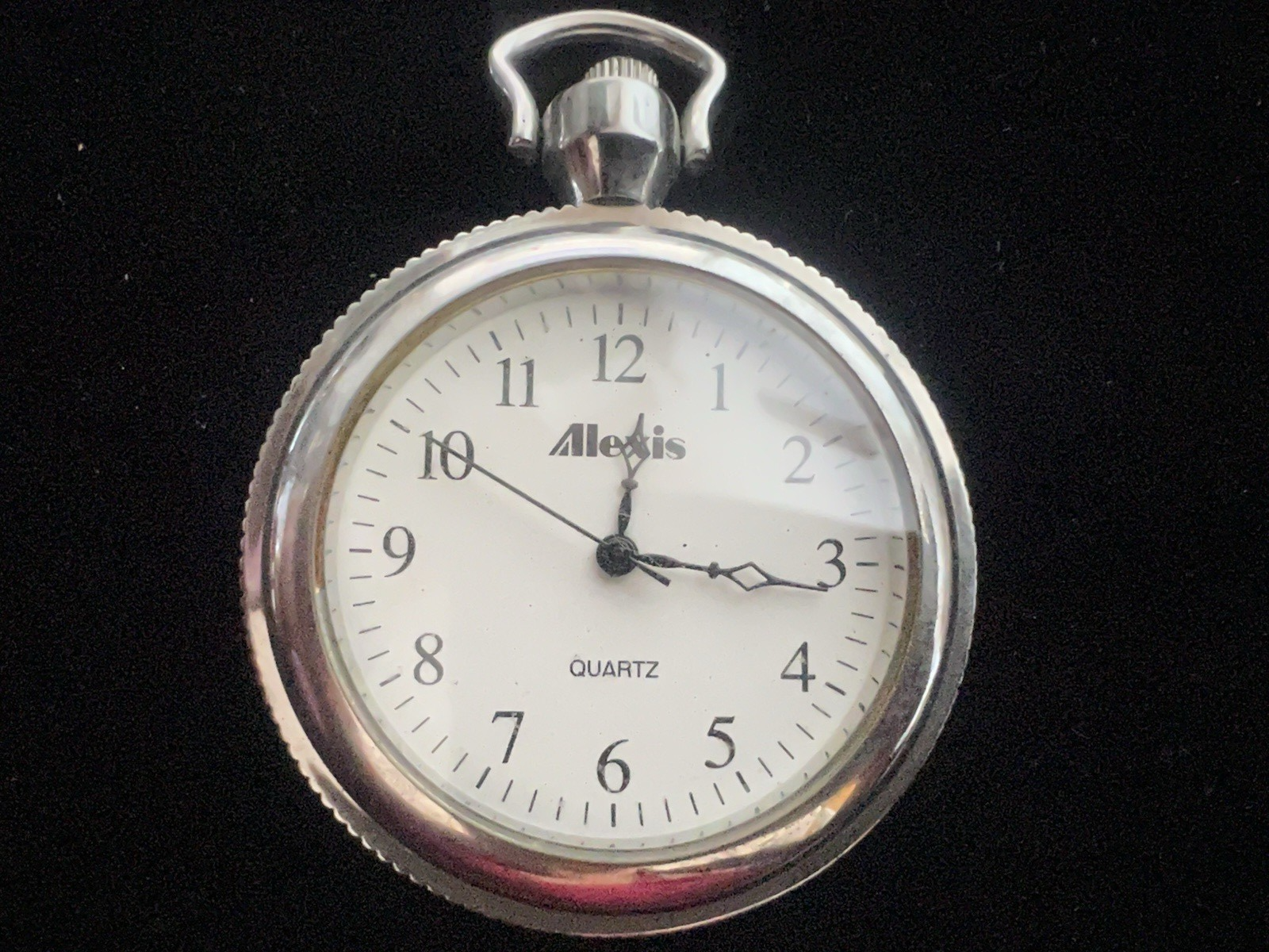 🔴 Orologio tasca uomo ALEXIS cromato Movimento quarzo funziona vintage