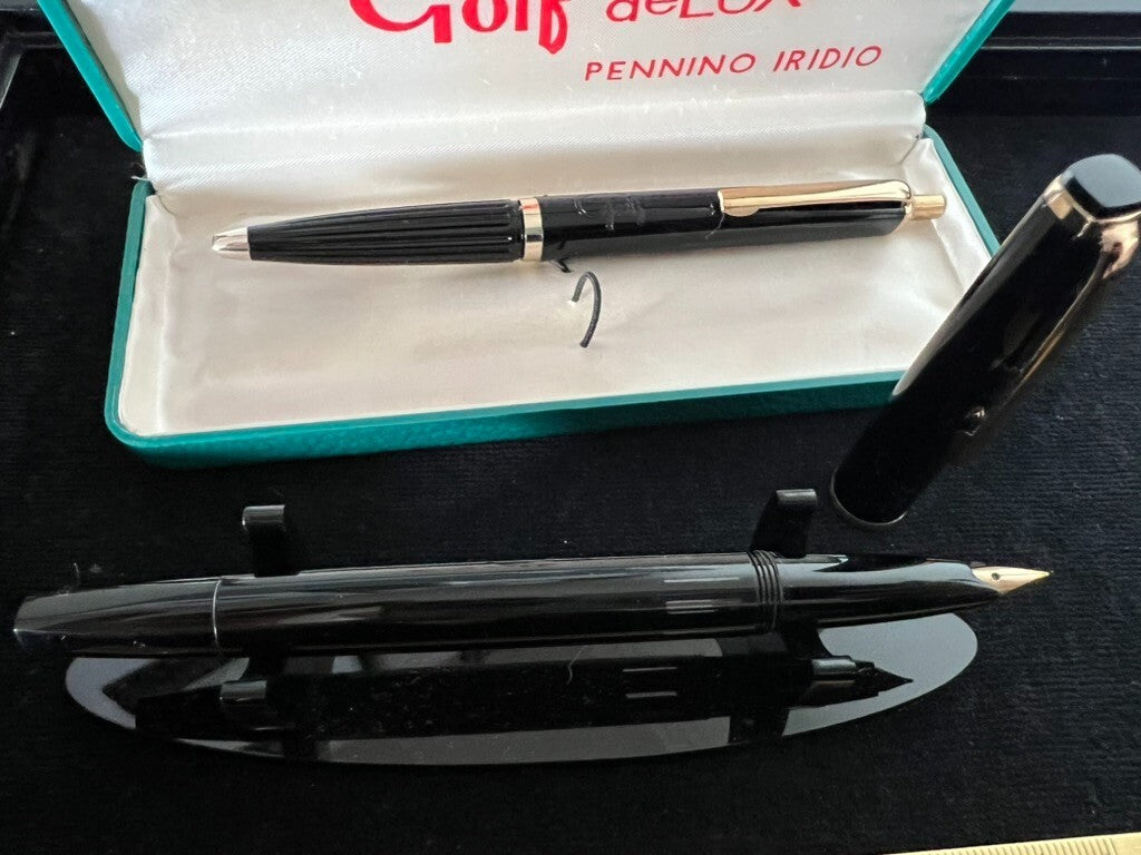 🔴 GOLF Deluxe Kolben- und Kugelschreiber mit Vintage-Etui 