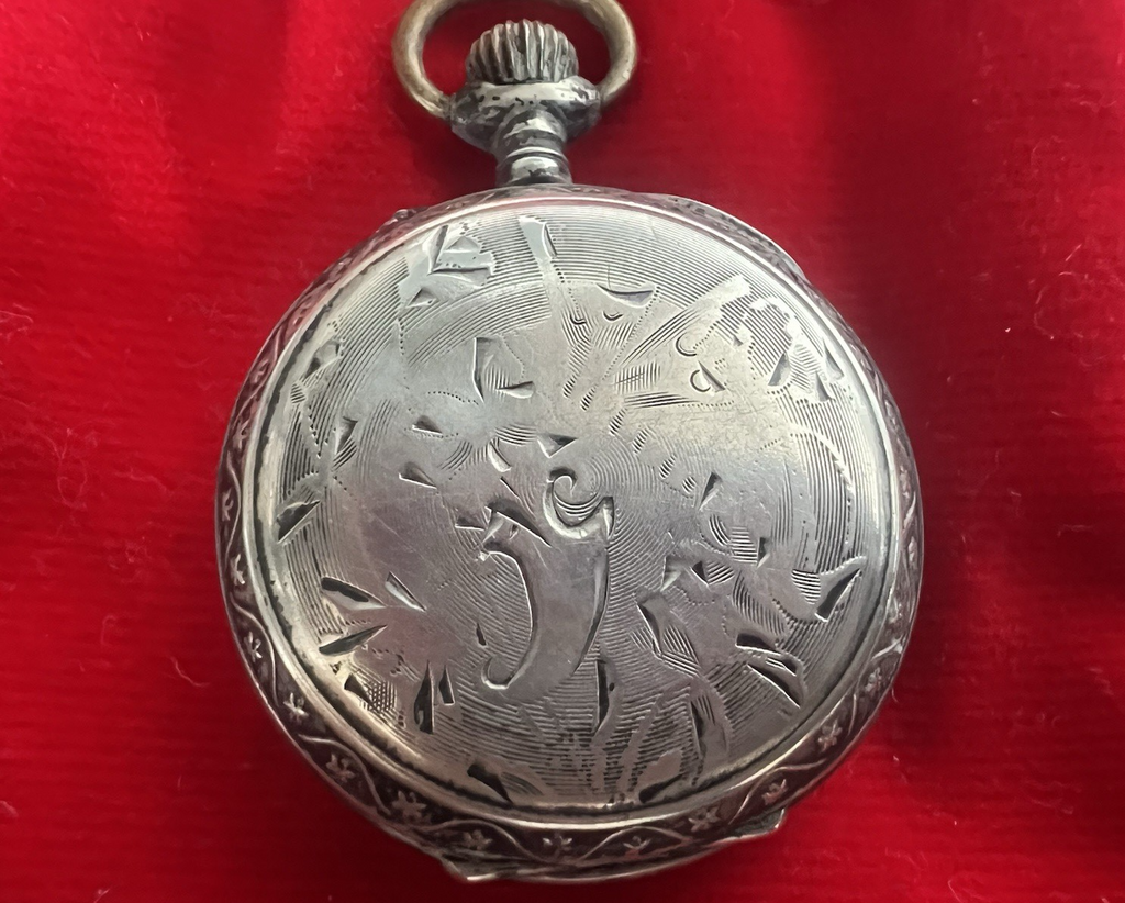 🔴 Orologio tasca ARGENTO 800 donna da revisionare parti vintage cilindri 5