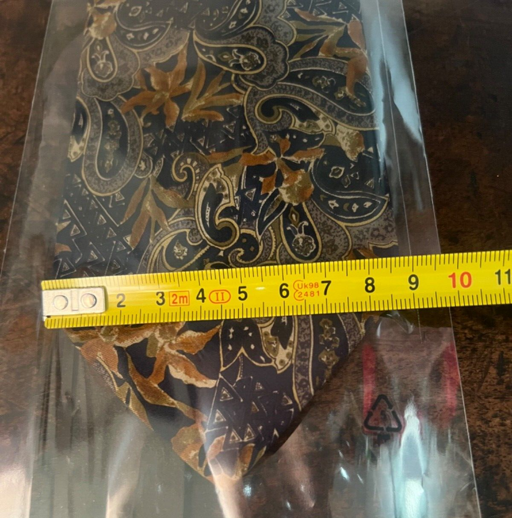 🔴 FENDI cravatta uomo SETA BLU BEIGE FIORI VOLUTE classica italiana busta