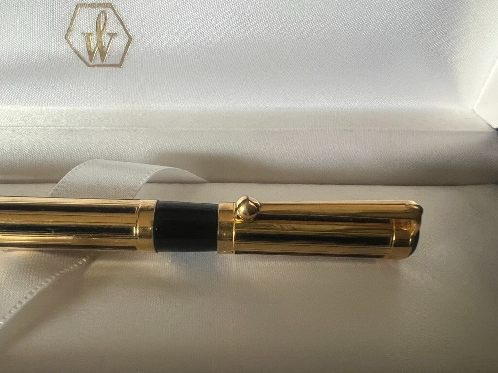 🔴 WATERMAN penna sfera Night and Day placcata oro con finestre concave scrive