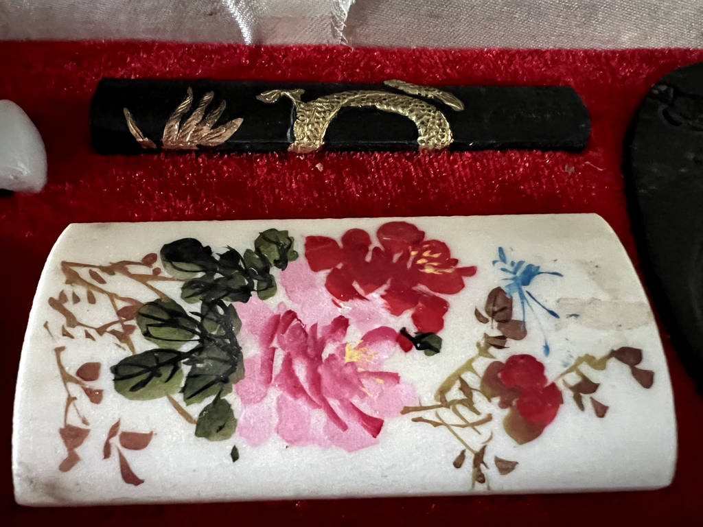 🔴 Set calligrafico cinese pennelli porta inchiostro completo scatola vintage
