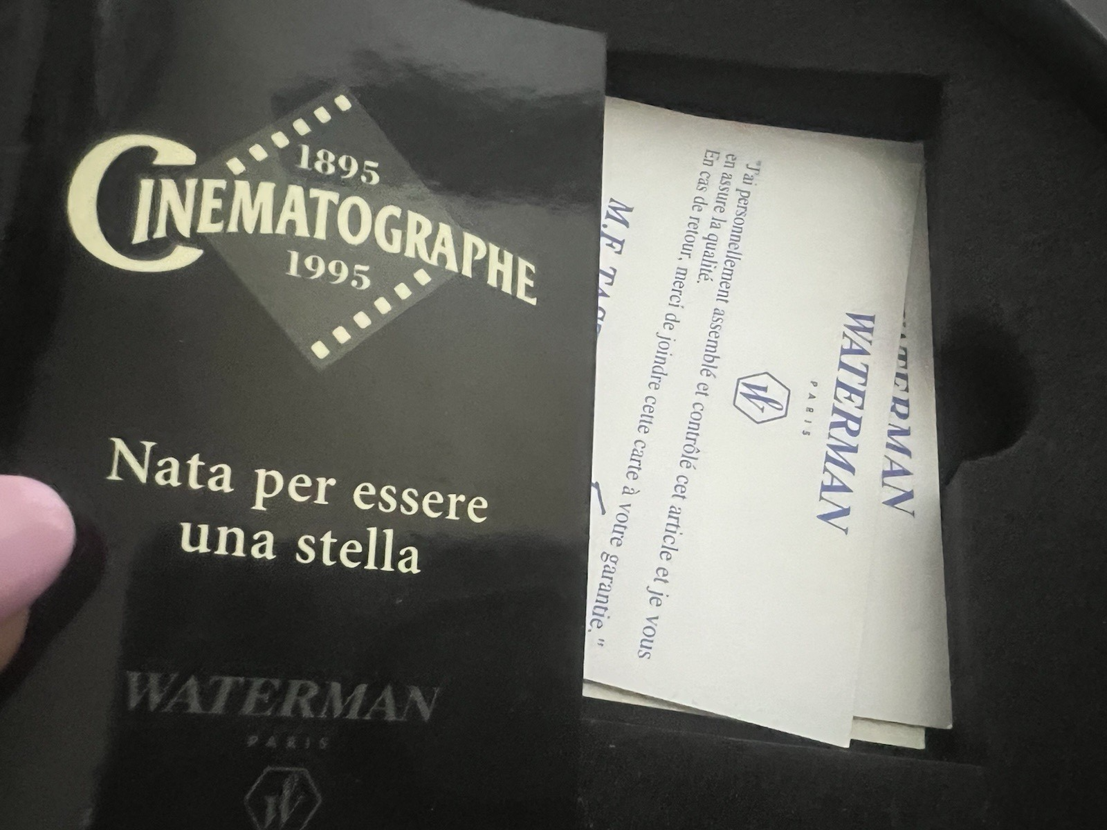 🔴 WATERMAN penna sfera CINEMATOGRAPHE nera bordo incisione pellicola