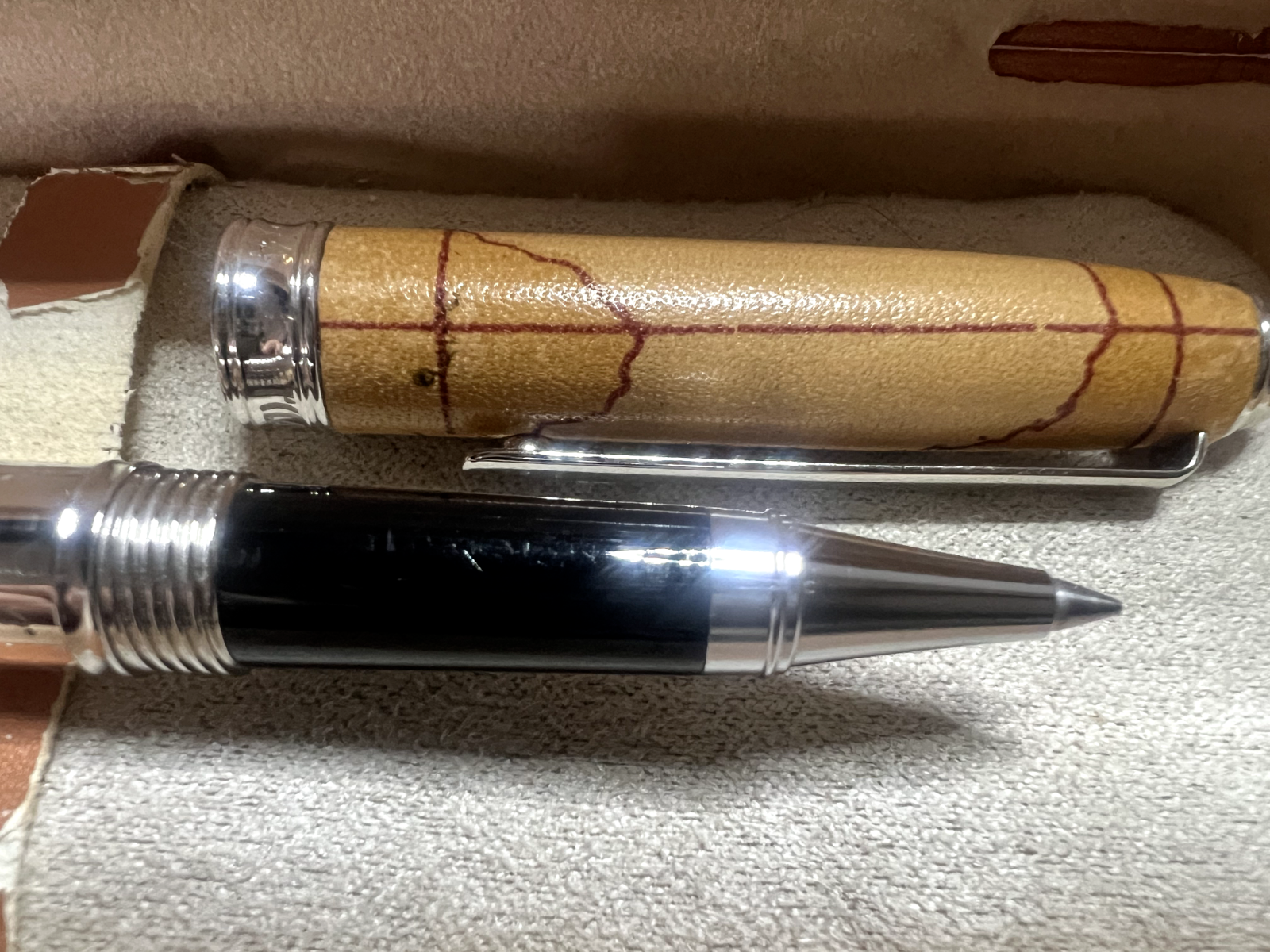 Alviero Martini Stylo-Plume Sphère Roller Argent 925 Première Classe Écrit Cas 