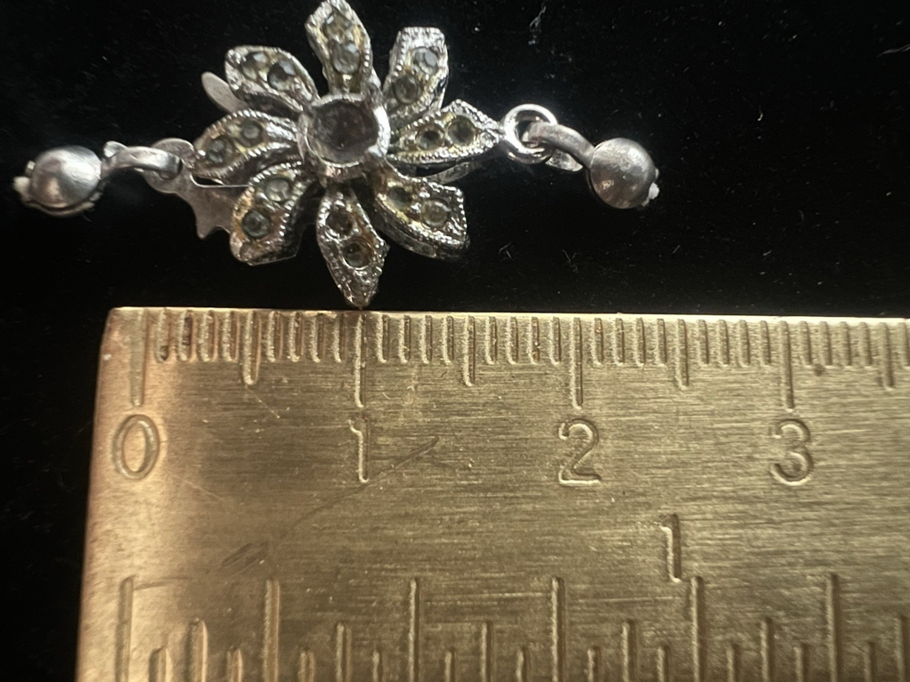 Silber 800 Verschluß Halskette Haken 1 Draht mit Steinen Vintage
