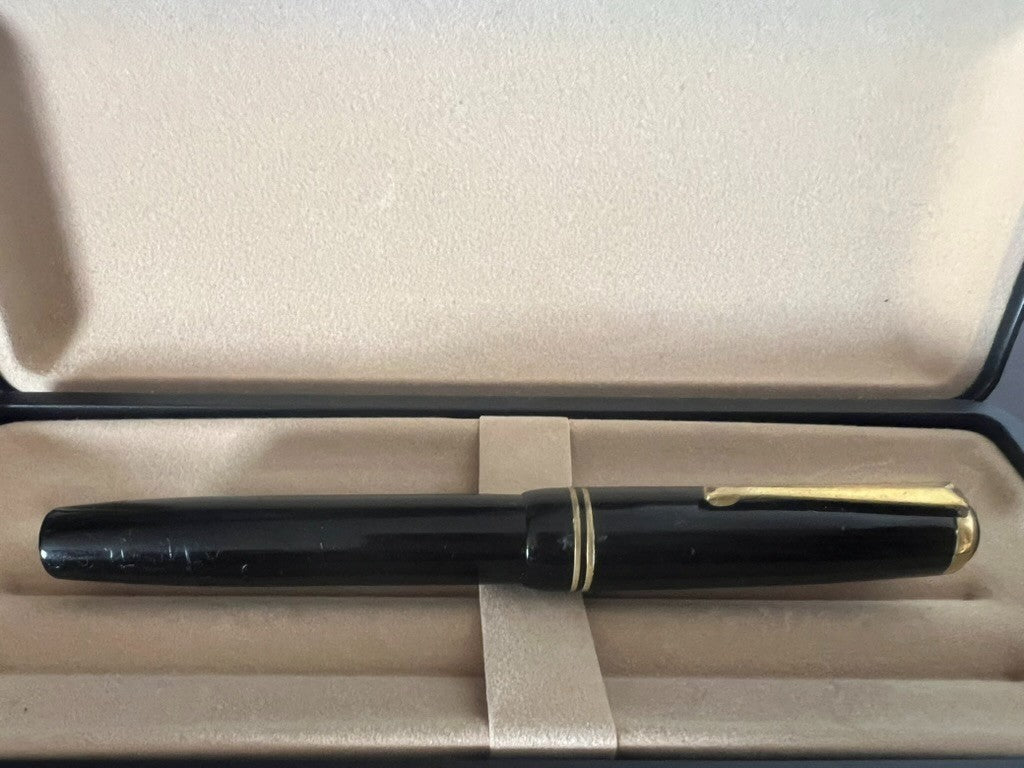 🔴 Penna stilografica celluloide nera pulsante di fondo italiana vintage