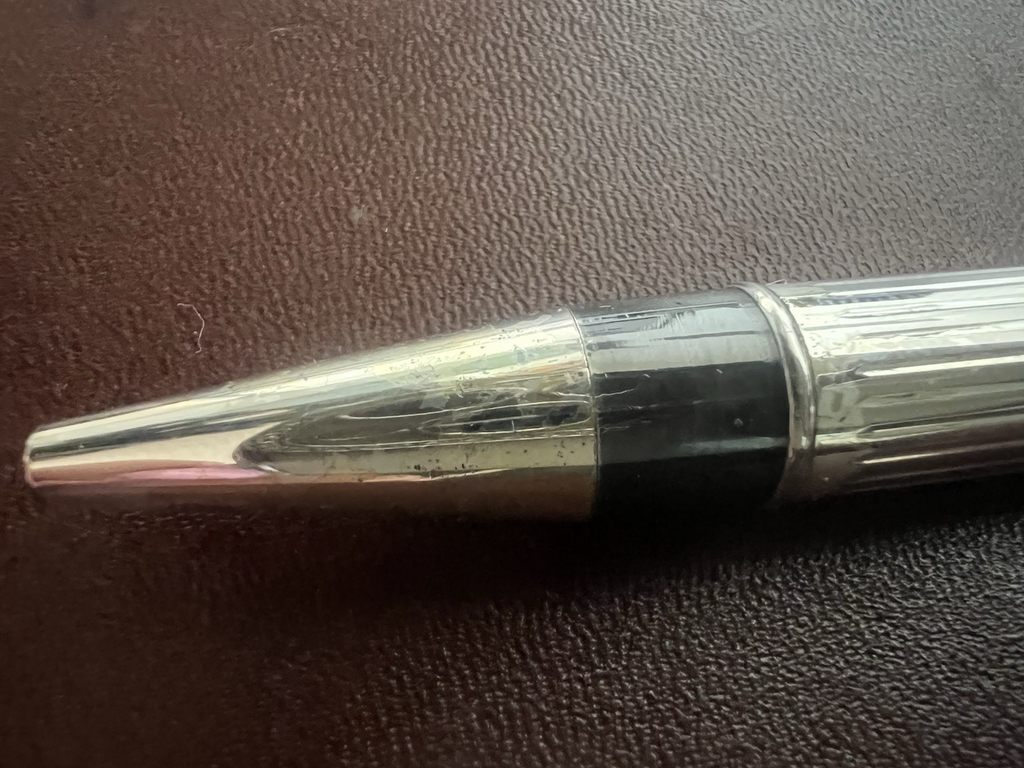 Campo Marzio Stylo-Plume Sphère Chrome Et Laque Noire Plaqué Argent Écrit