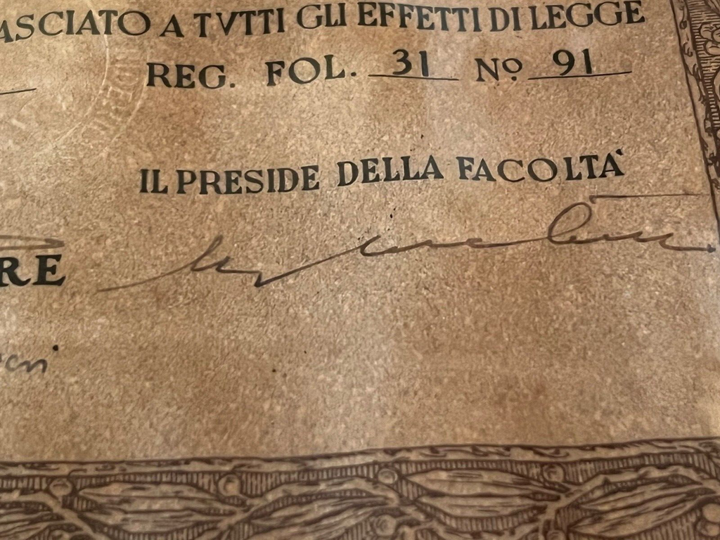 🔴 Laurea REPUBBLICA ITALIANA INGEGNERE CIVILE EDILE Napoli 1954 ORIGINALE