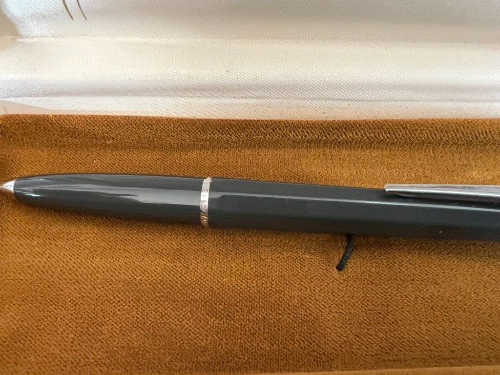 Ballograf Stylo-Plume Sphère Période Bouton Automatique Gris Chrome Vintage 8